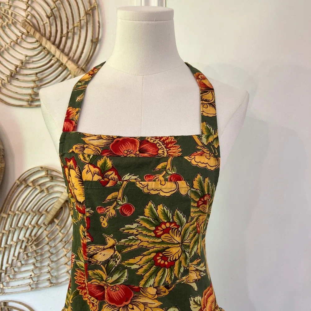 April Cornell Cotton Floral Apron Dress Cottagecore Prairie Garden Apron